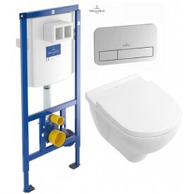 Инсталляция VILLEROY&BOCH 92246100 с унитазом O.NOVO Direct Flush (5660HR01)+ ( сиденье Soft Close) + кнопка смыва (92249061) Изображение