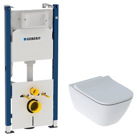 Комплект інсталяція Geberit Duofix 3-in-1 458.126.00.1 + чаша унітаза Smyle Square Rimfree 500.683.00.2 Изображение