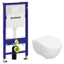 Комплект Geberit інстал. с-ма DUOFIX 2в1 458.103.00.1+ чаша MODO Rimfree, сидіння дюр,пов.пад,Click2Clean 502.939.00.1 Изображение